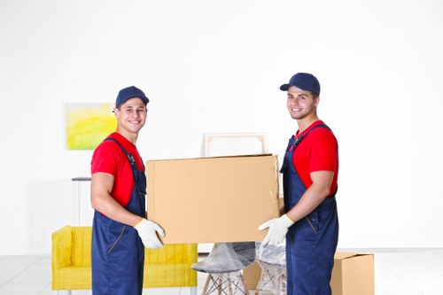 Packed boxes and furniture prepared for storage near Finsbury Park