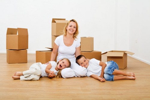 Moving team working in Finsbury Park streets and residential areas
